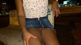 Giving pussy to stranger outdoors in sexy lingerie!