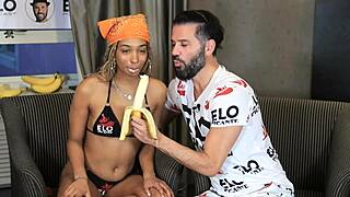 Sexy babe Addis Fouche plays rock paper scissors then swallows cream in casting interview