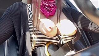 italian milf artemisia love smokes and flashes her big tits driving in miami