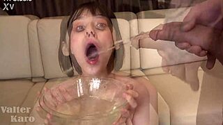 Hey, this cute European teen slut gets double vaginal and anal fucked with gagging deepthroat and cum in mouth