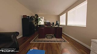 Skinny Violet from The Incredibles gets her tight pussy banged doggystyle on a desk in ripped uniform cosplay parody VR