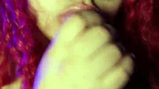 Redhead thick lip BBW gives amazing head in bedroom POV style.