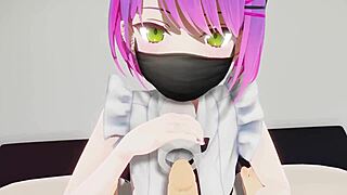 Towa gives blowjob handjob footjob with cumshot in Japanese style