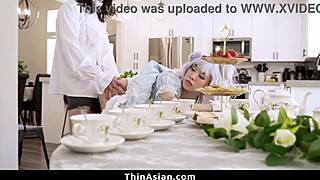 this cute asian teen kimmy kim shows off her tight body for rough sex