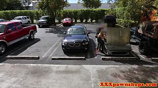 Amateur babe decides to pawn her car for cash. Then she offers up her pussy on hidden cam for facial.