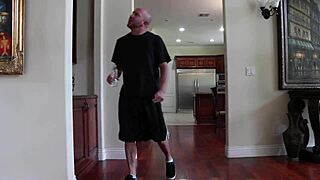 Slutty teen 18+ emma with shaved pink pussy and big tits rides monster cock in cowgirl. She takes deepthroat blowjob and doggystyle anal gaping in lingerie and heels.