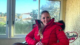 Magnificent blonde Aurbeaureal craves hard mmf threesome in lingerie as the sexy slut rides and takes it rough