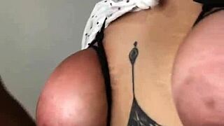guy dominates with spanking and choking on huge natural tits