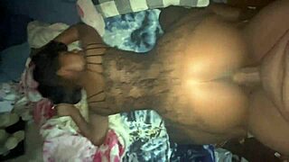 Ebony girl with small waist moans during doggystyle creampie from monster black cock