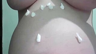 pregnant wife enjoys a creamy massage