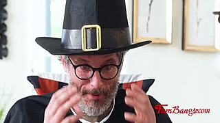 Family thanksgiving turns into nasty milf teasing and taboo pussy fucking with daddy