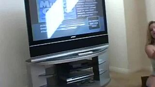 Liz cute blonde solo takes selfies in amateur style