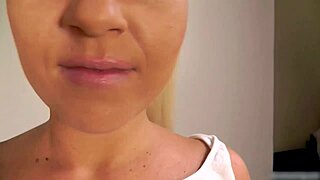 sexy blonde lucy goes for deepthroat blowjob and hardcore handjob leading to messy facial cumshot in european style