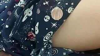 Chinese milf sneaks upstairs for wet pussy masturbation solo while husband's friend eats downstairs