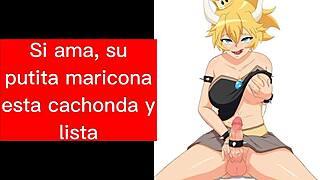 bowsette suggests a subtle blowjob with cum swallowing in this jerk off instructions video