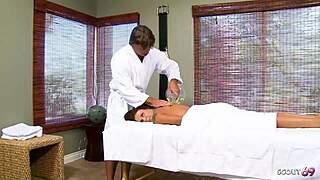 Sweet teen Taylor Russo with small ass and tits gets seduced by older guy at massage parlor