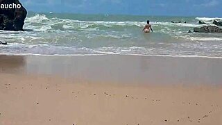 African Wife Yuri Gaúcho And Husband Paradise Go Nudist On Beach For Anal Creampie Action