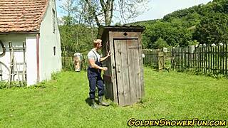 Piss Redhead Cum Sprayed In Outdoor 3some