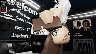 fucking a cowgirl in doggystyle and breeding her with big black cock in roblox