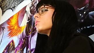 ASMR Kisses Session With Hungarian Goth Teen Wearing Glasses In Petite European Style
