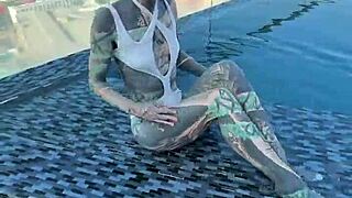 Someone Bring Me Back to This Pool Over Pattaya Roofs in Bikini with Feet Tattoo