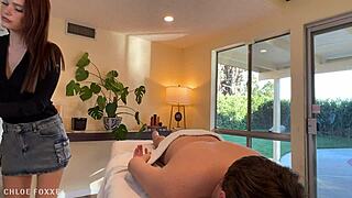 Hey, enjoy this relaxing happy ending massage with a redhead giving handjob and riding in oiled POV.