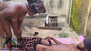 Sex Addicted Housewife Nasty Bitch Fucks Husband Brother Outside Behind Window