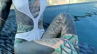 Someone Bring Me Back to This Pool Over Pattaya Roofs in Bikini with Feet Tattoo