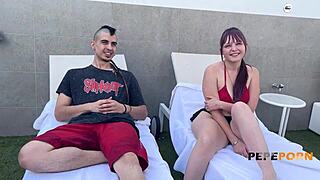 Teenage Spanish couple dives into HARDCORE action she's AMAZING and shares it all!