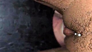 the guy behind the gloryhole couldn't make me cum so i asked my husband to lick my pussy instead