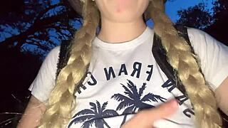 Lost In Jungle, I Finger My Pink Pussy And Squeeze My Natural Tits!