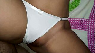 i feel my incredible pink tight pussy taking cock with white panties in homemade video