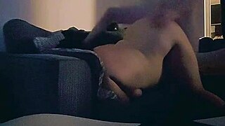 Horny wife moans as she gets fucked hard in the living room