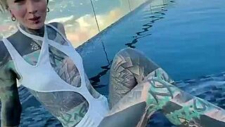 Someone Bring Me Back to This Pool Over Pattaya Roofs in Bikini with Feet Tattoo