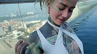 Someone Bring Me Back to This Pool Over Pattaya Roofs in Bikini with Feet Tattoo