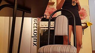 Spying on Argentinian music student Miranda's upskirt without panties in public