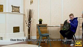 tutor4k tells story where pretty mature teacher forgets lesson and has sex with student in high definition