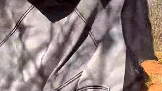 Ebony gets outdoor quickie with big cock doggystyle creampie.