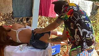 Discovering my stepdaughter banging that sex toy hard in wild anal action!