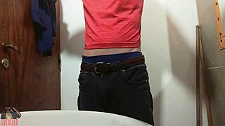 I felt like giving myself a juicy lubed jerk off session at work with my big cock in pov