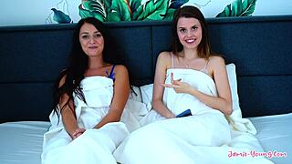 Epic homemade threesome leaves me breathless with sexy Katy Rose kissing and licking in German casting