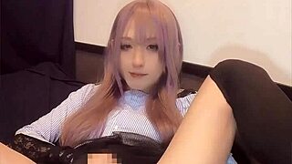 Pink-Haired Erotic Crossdresser Inserts Vibrator In Anus For Masturbation Video