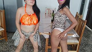 Two Whores Are Playing Cards With Their Guy Then The Guy Goes To Rest And The Sluts Stay Behind Doing Erotic Mischief