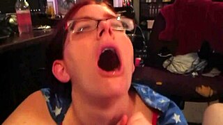 Busty Mature Wife Gives Blowjob with Big Tits