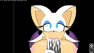 Whoa, Rouge interrupts Shadow to suck that massive cock in extra secret scene!