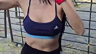 Karol Smith Heads To The Forest And Gets Cum All Over Her Petite Skinny Body As A Public Slut