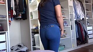 my latin wife, a mature mother, shows off her hairy beaver in public lingerie while her teen nephew watches and jerks off outdoors