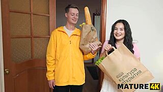 mature pregnant redhead caught in ffm threesome with shaved pussy neighbors