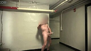 Stroking my big cock outdoors, almost got caught cumming with hairy bodybuilder vibes 😱