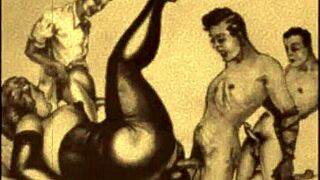 Vintage erotic drawings of big ass and tits